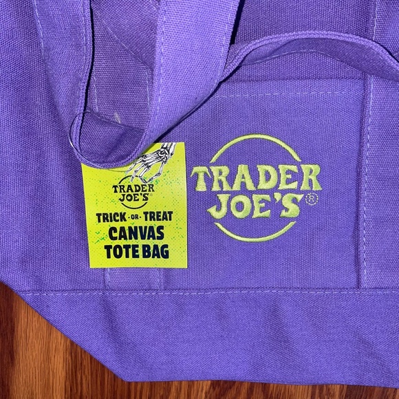 NWT Trader Joe’s Limited Edition Trick or Treat Mini Canvas Tote Bag - Purple - Picture 4 of 6